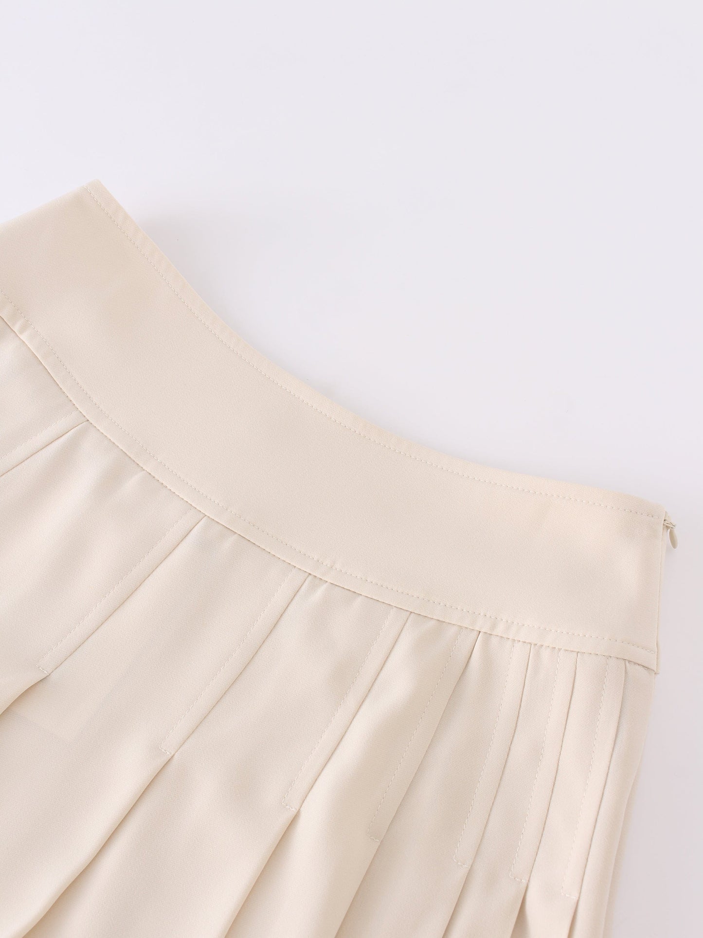 Yoke Pleated Skirt 37"-Ivory-2