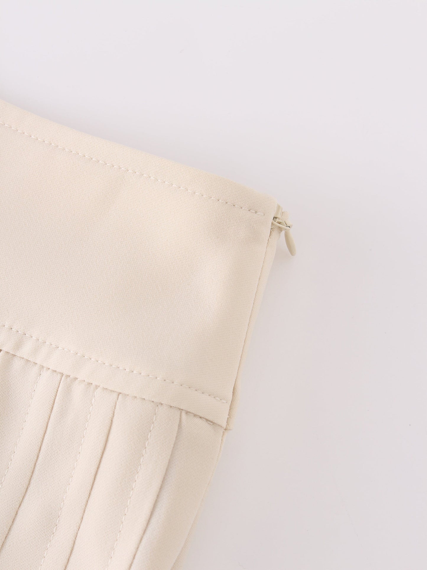 Yoke Pleated Skirt 37"-Ivory-3