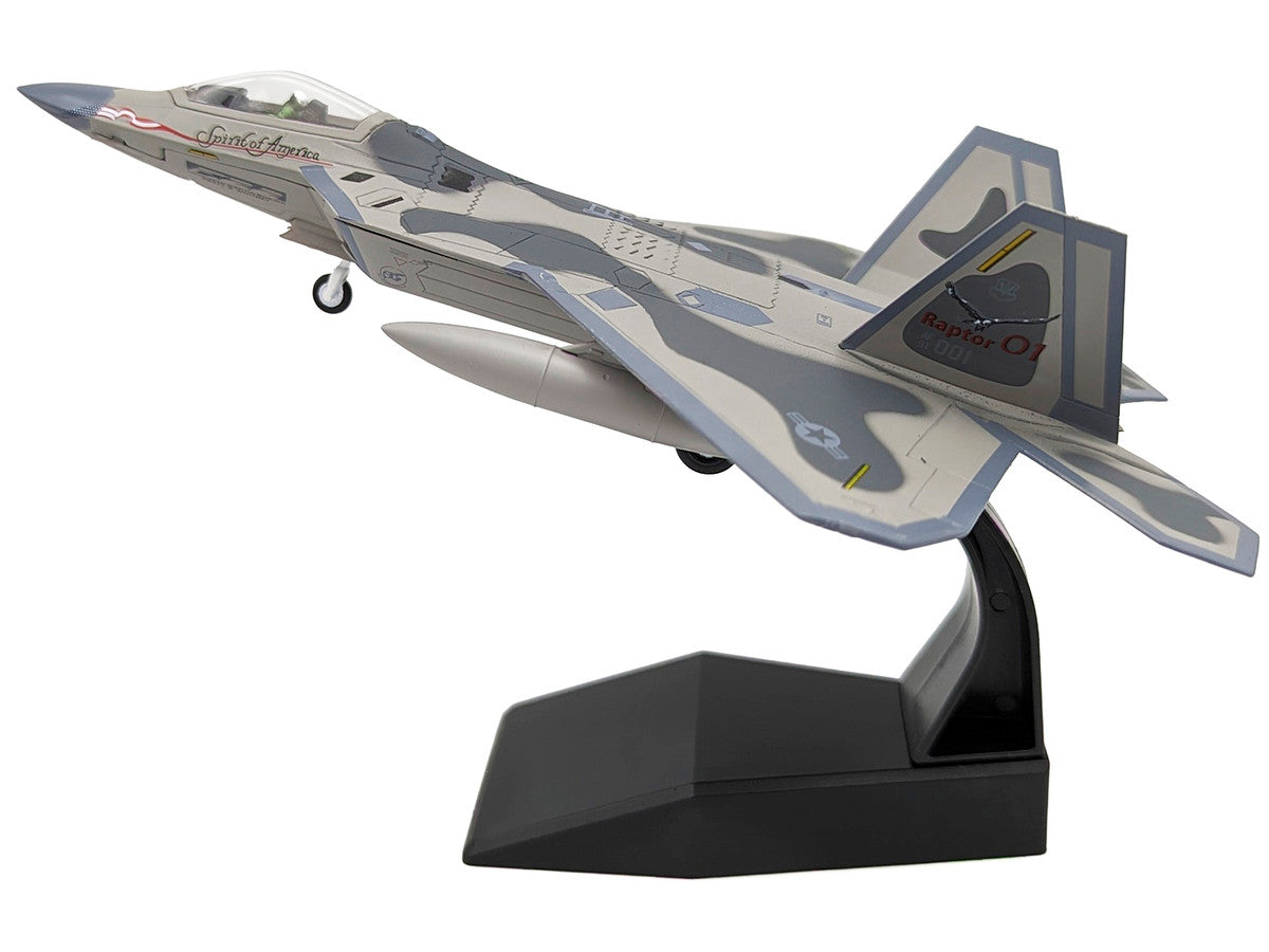 Lockheed Martin F-22A Raptor Aircraft "Spirit of America 412th Test Wing Edwards Air Force Base" (1997) United States Air Force 1/100 Diecast Model Airplane-1