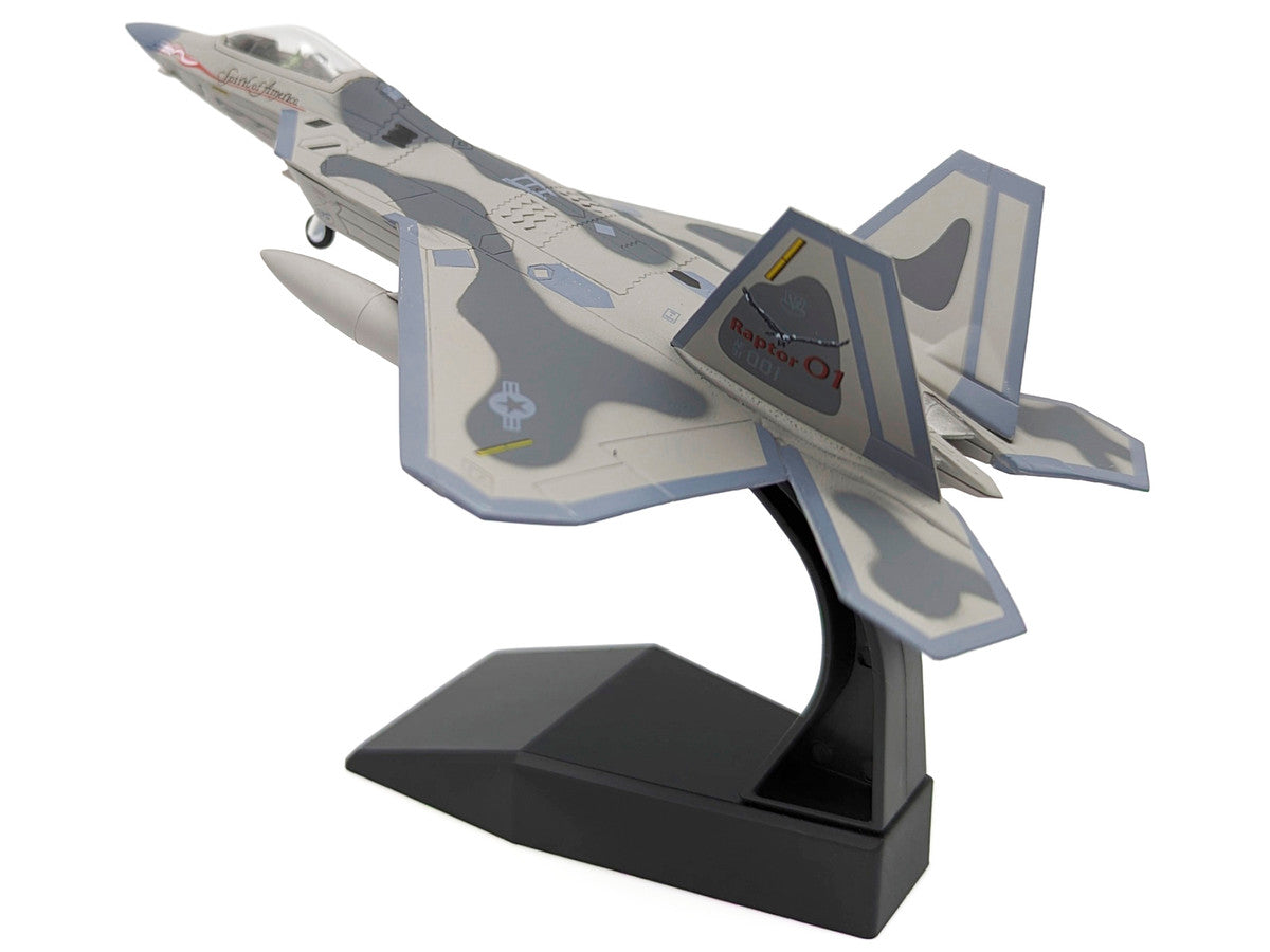 Lockheed Martin F-22A Raptor Aircraft "Spirit of America 412th Test Wing Edwards Air Force Base" (1997) United States Air Force 1/100 Diecast Model Airplane-2