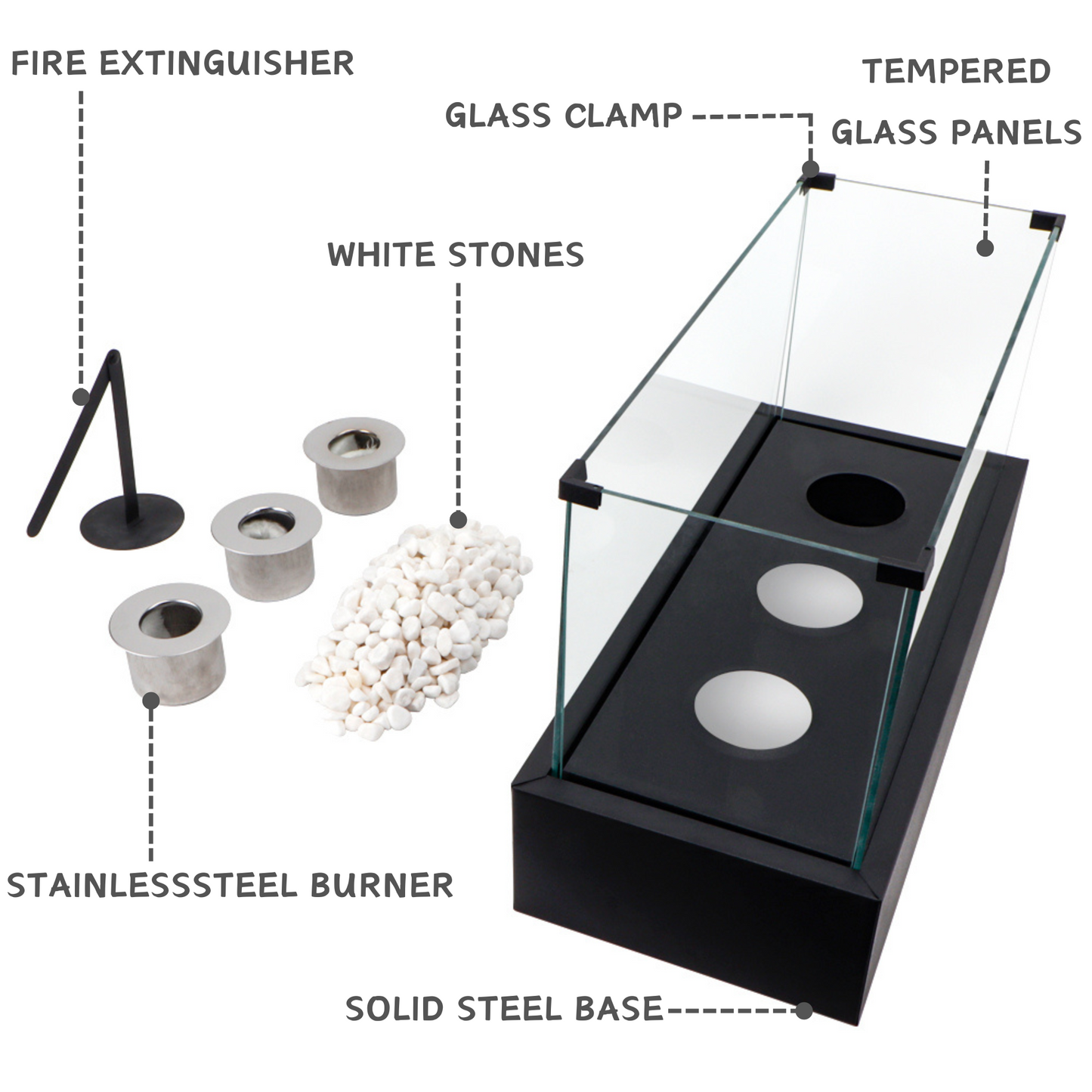 18"x 8''x11.5" Portable Tabletop Fireplace–Clean-Burning Bio Ethanol Ventless Fireplace-1