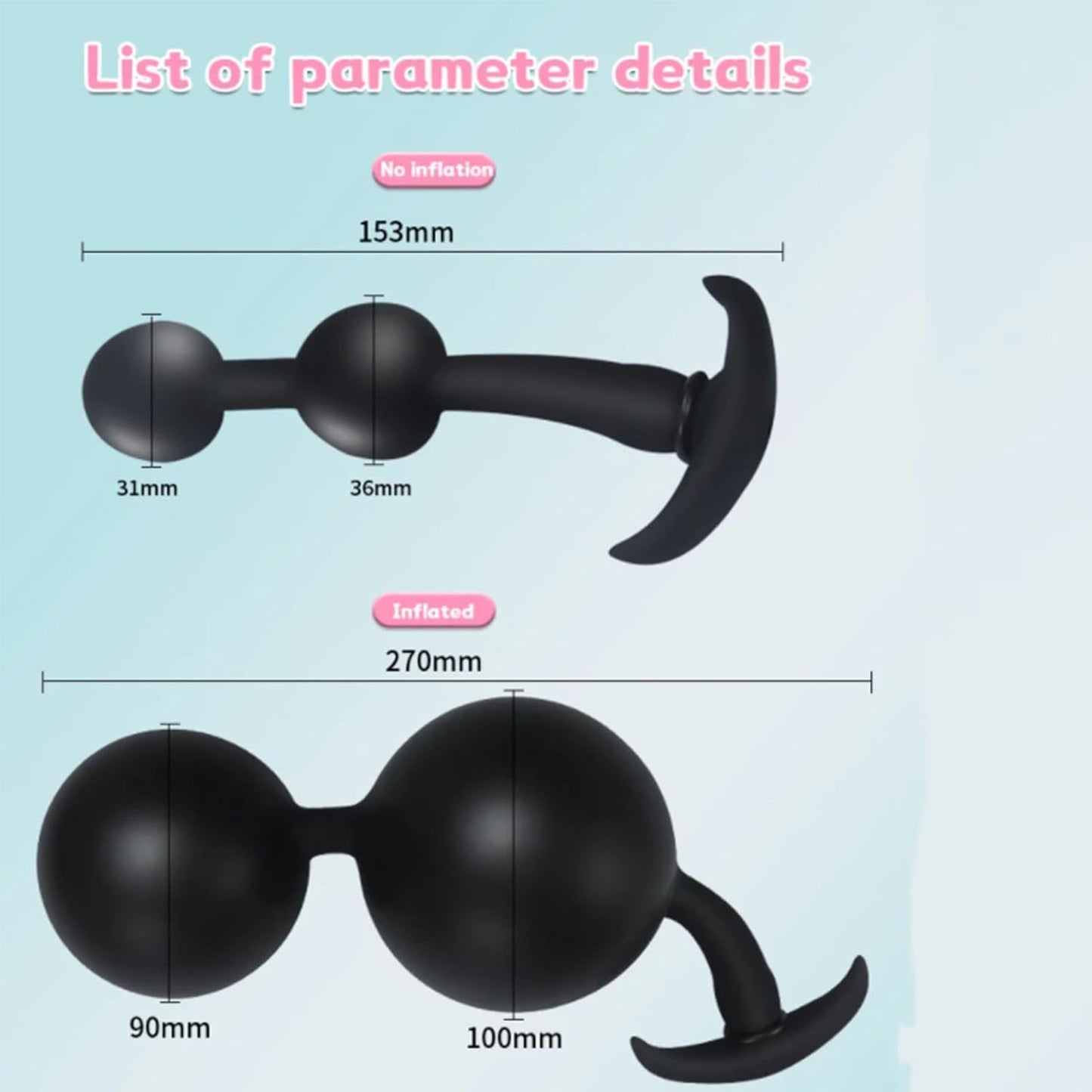 DualPleasure Inflatable Anal Plug with Dual Metal Beads-4