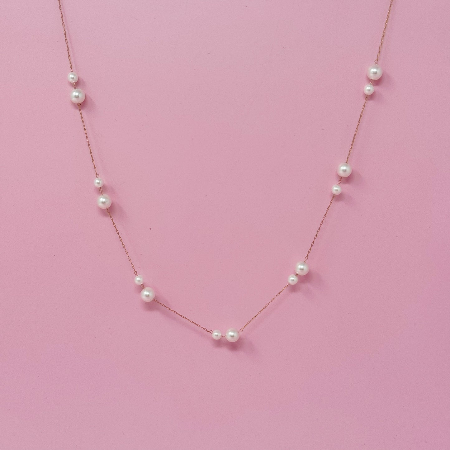 Lovely Lady Dainty Pearl Necklace-0
