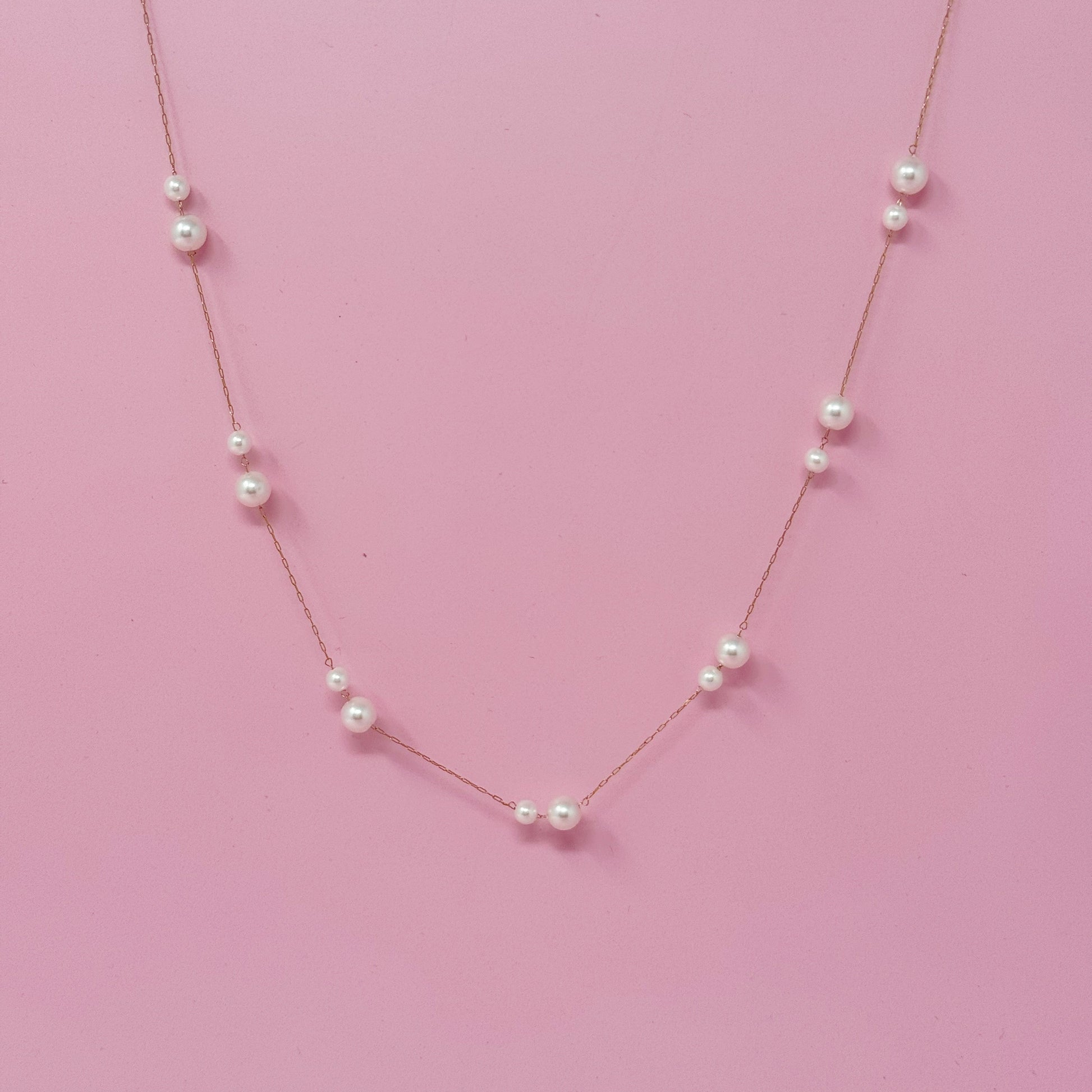 Lovely Lady Dainty Pearl Necklace-0