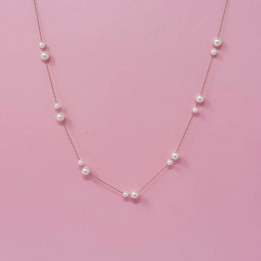 Lovely Lady Dainty Pearl Necklace-0