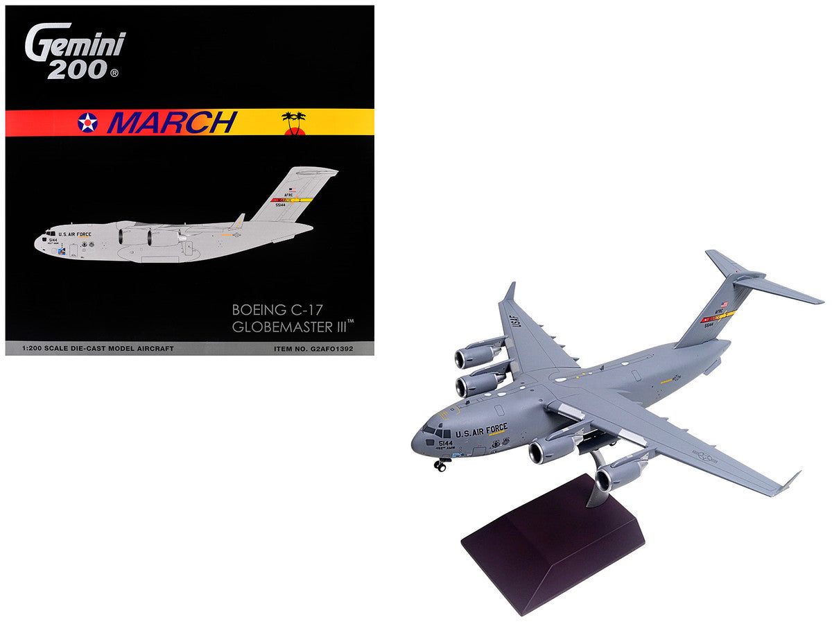 Boeing C-17 Globemaster III Transport Aircraft "March Air Reserve Base" United States Air Force "Gemini 200" Series 1/200 Diecast Model Airplane by GeminiJets-4