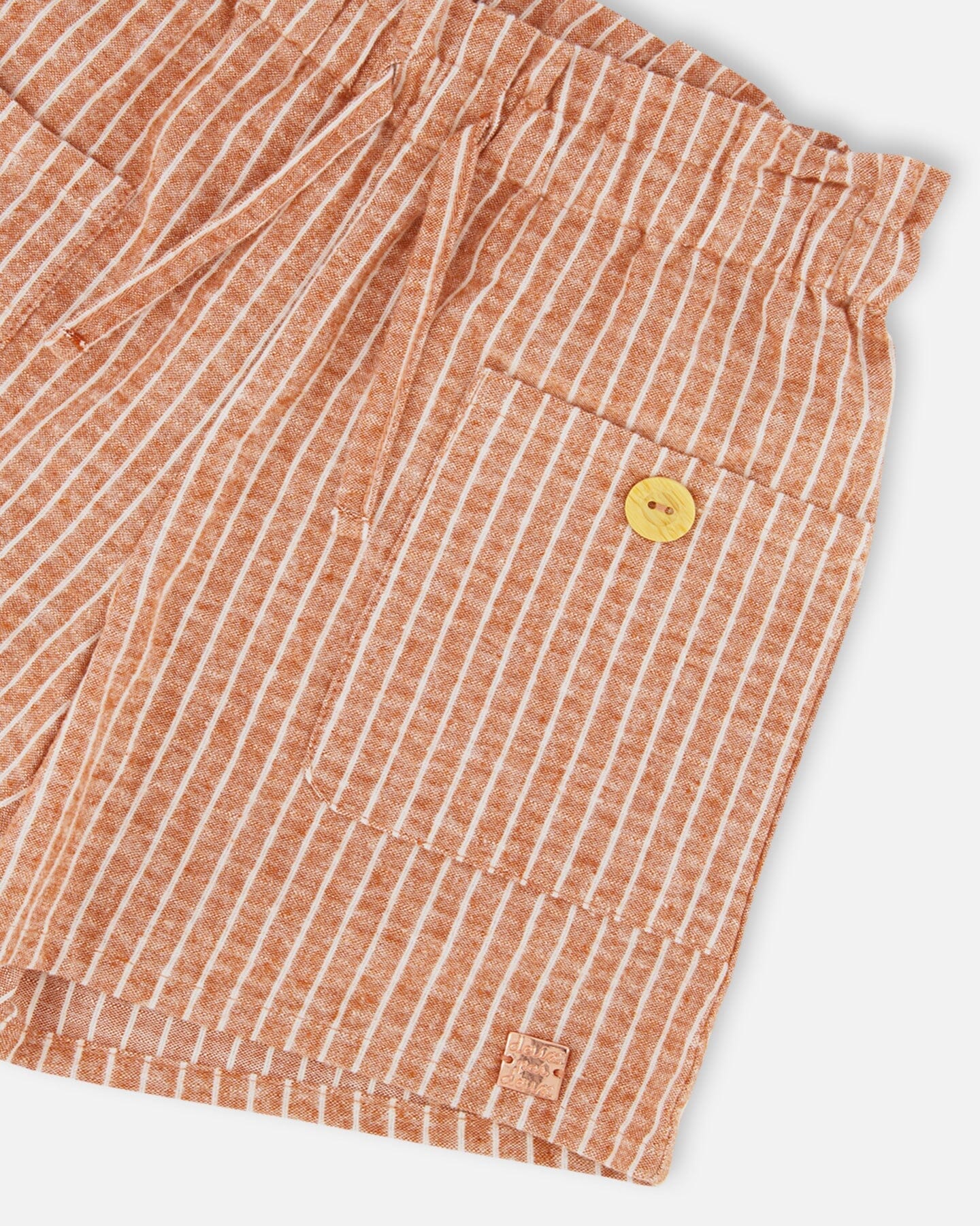 Linen Short With Pockets Old Orange Pink-3