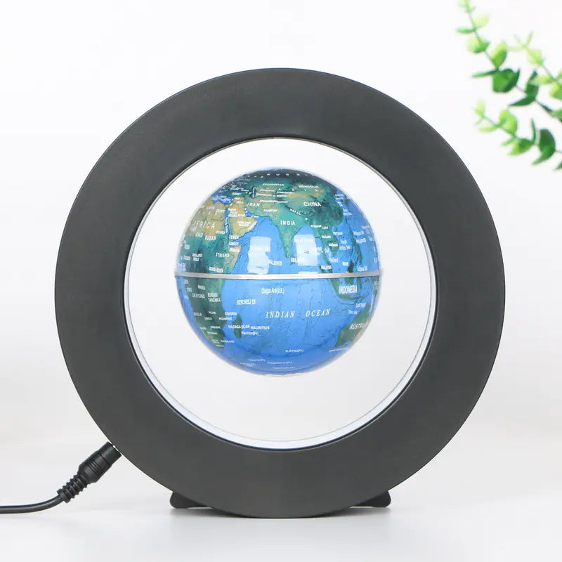 Magnetic Levitation Globe - 4-Inch Black LED Decor