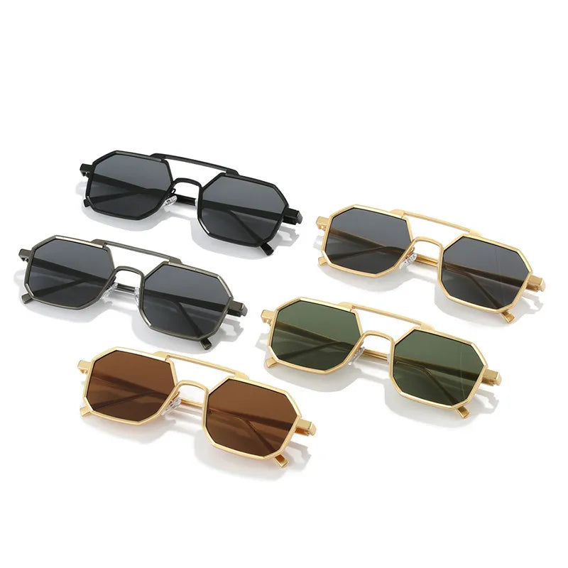 Geometric Top Bar Fashion Sunglasses – Trendy Metal Frame Eyewear