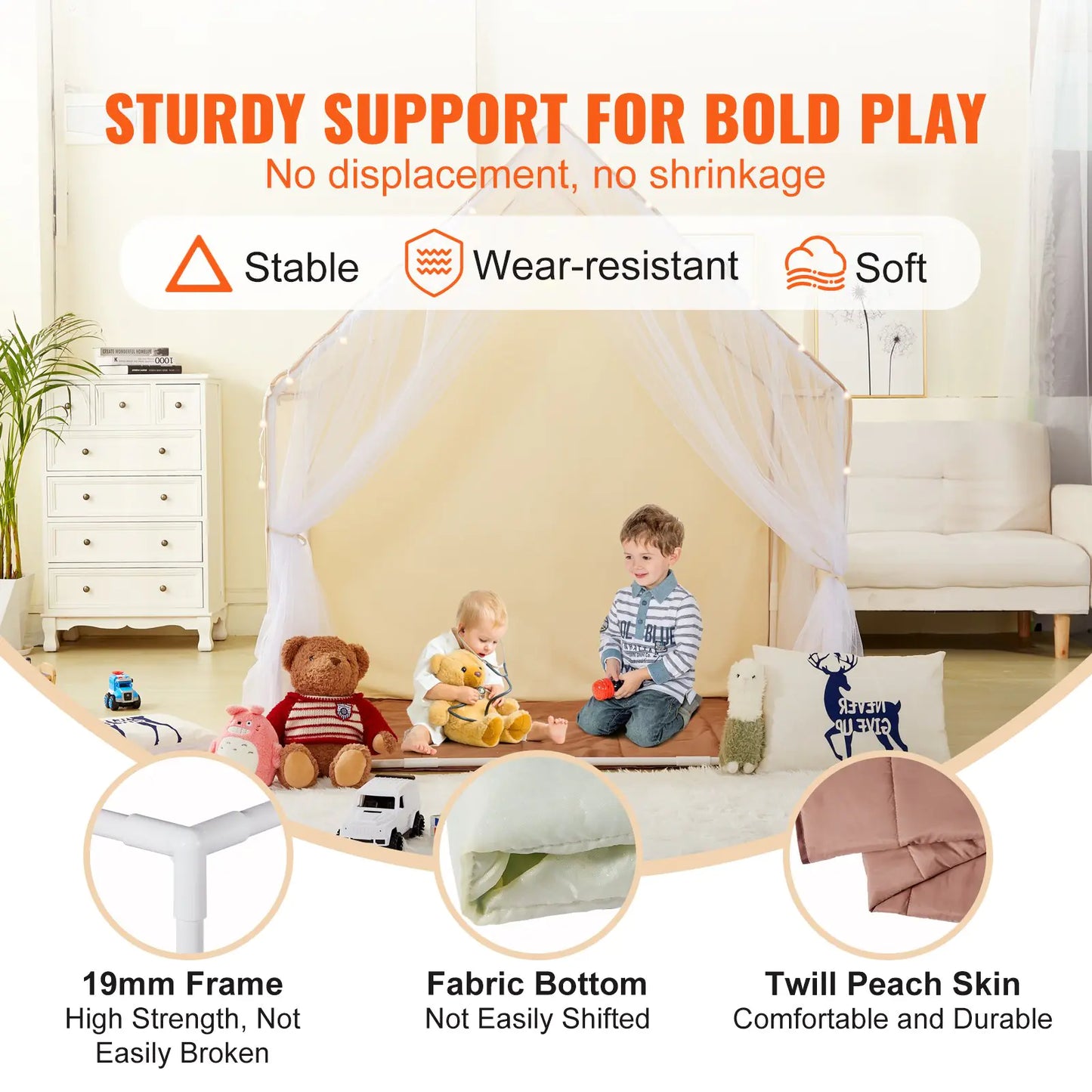 Kids Play Tent with Mat & Light