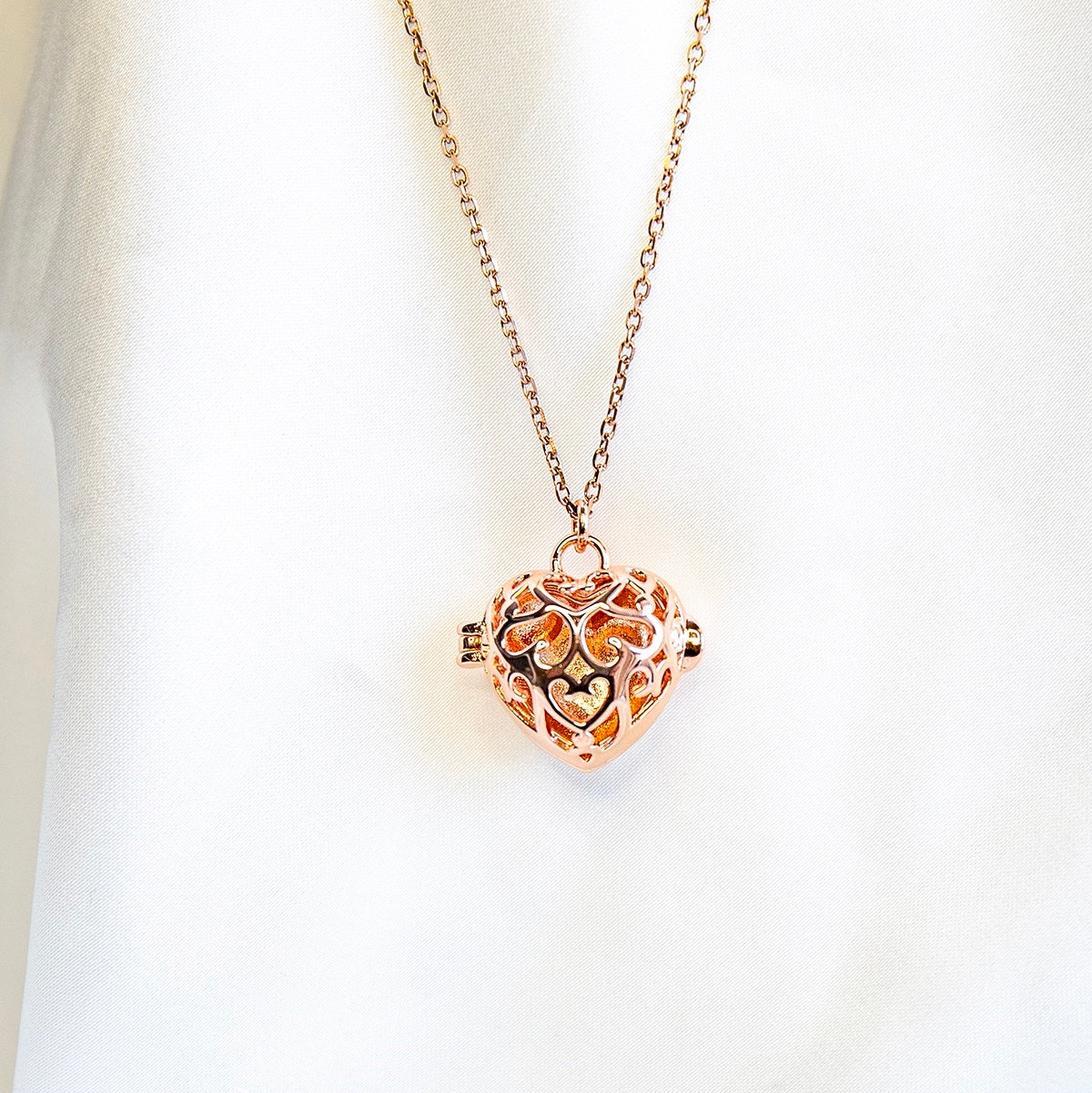 Love Heart Aroma Necklace | Energy & Healing | White Gold - Rose Gold | Love Gift-0