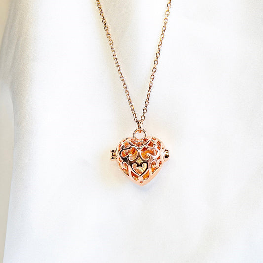 Love Heart Aroma Necklace | Energy & Healing | White Gold - Rose Gold | Love Gift-0