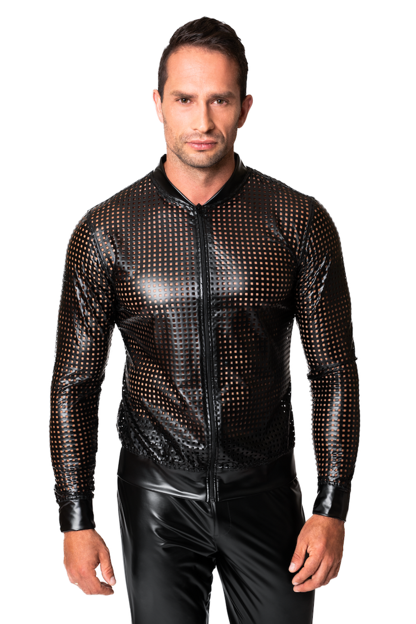 schwarze Powerwetlook Jacke H076 - 3XL-2