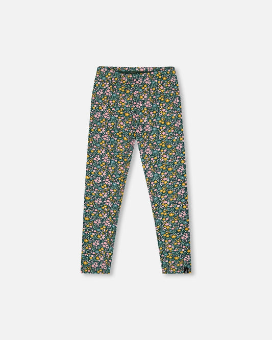 Leggings Green With Flower Print-0