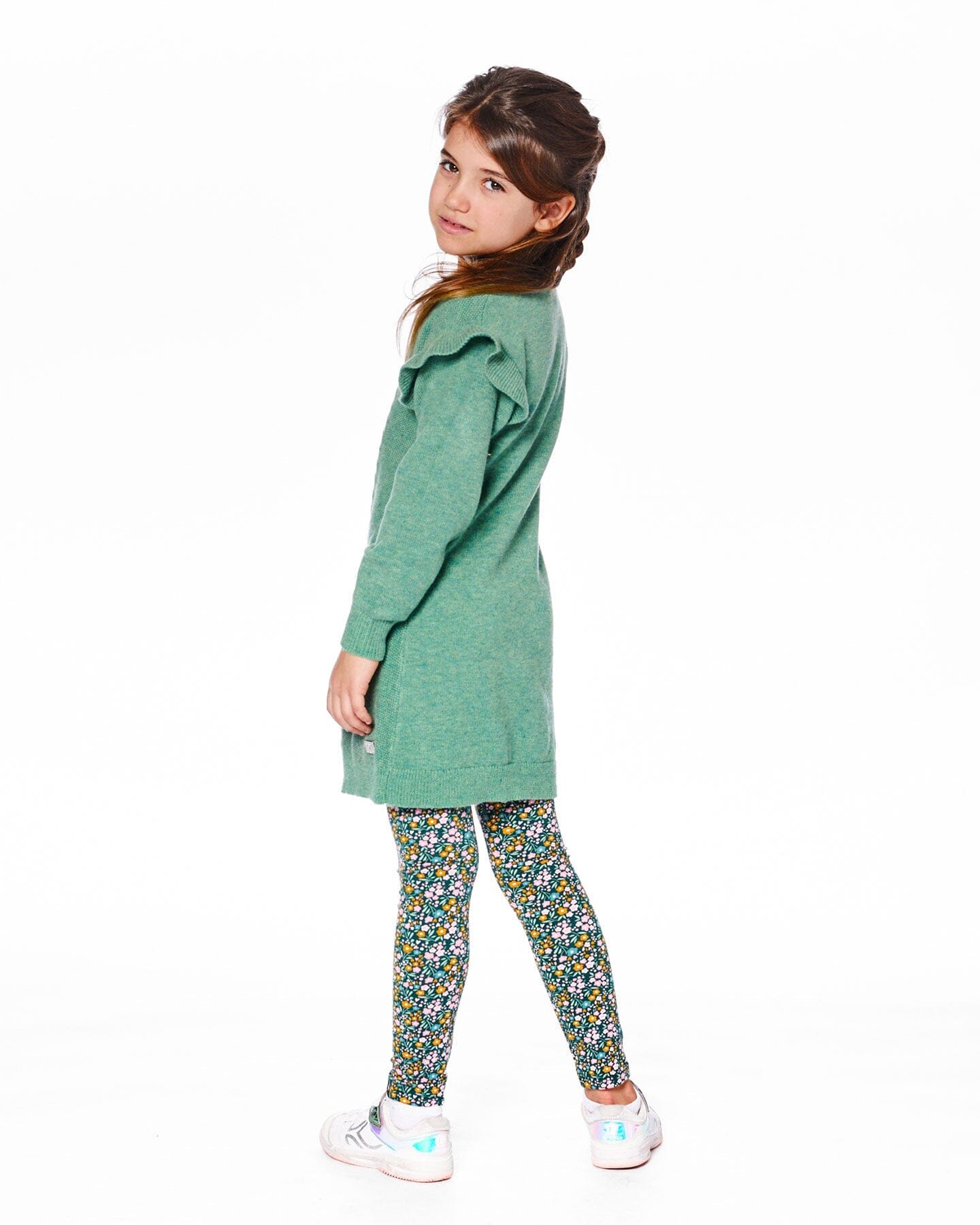 Leggings Green With Flower Print-2