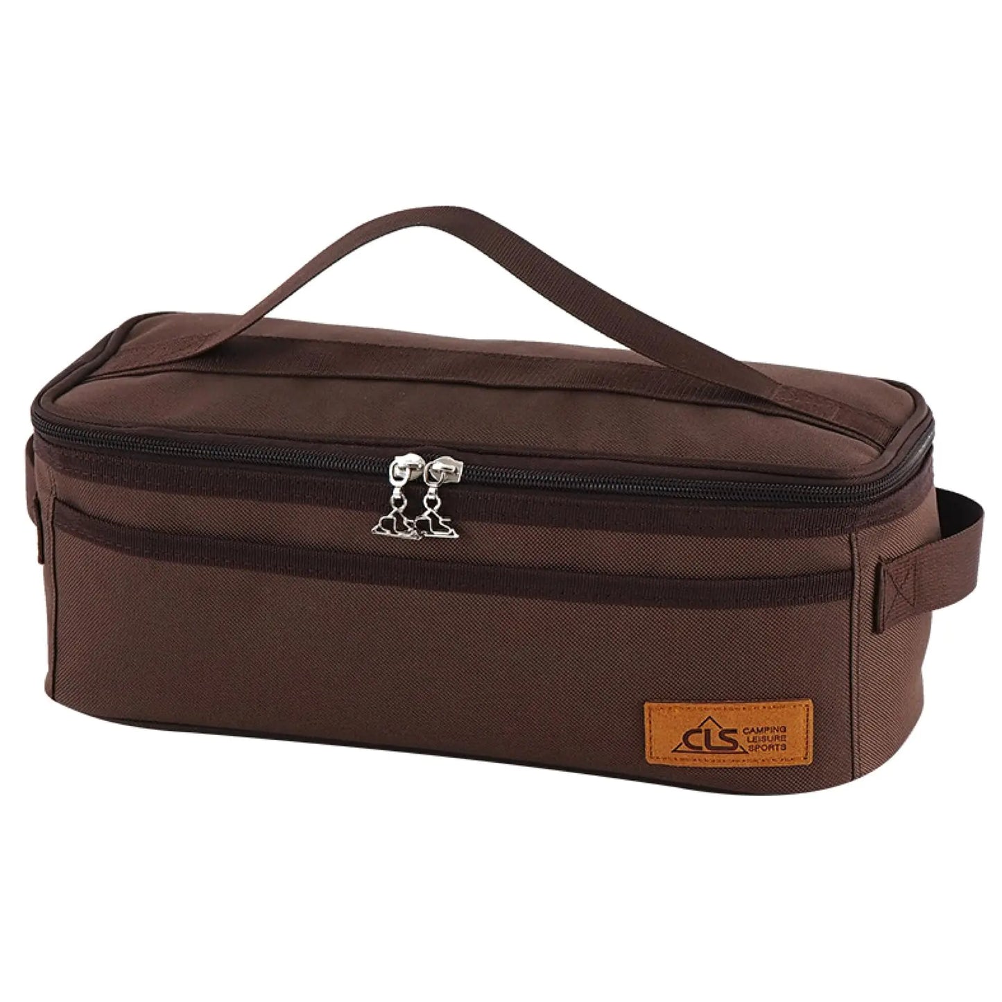 Azarxis Camping Cooking Utensils Organizer Bag Travel Storage Bag Portable Small Stuff Case for Storing Flatware Cutlery Digital Accessories Cosmetics Makeup Brushes (Brown)