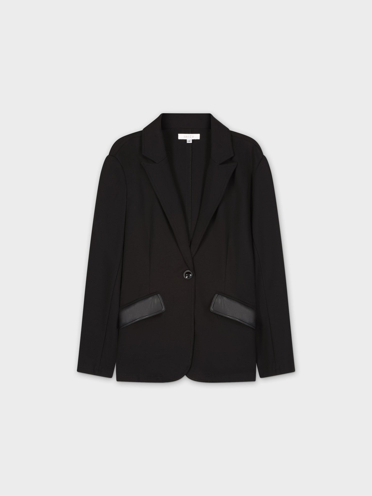 Leather Pocket Blazer-Black-1