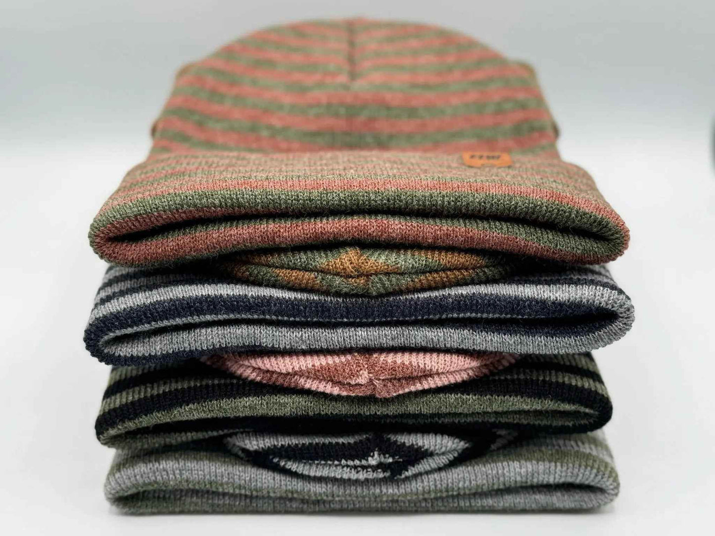 HAAKWEAR Classic RORO Cuffed Beanie / Hat - Burgundy / Green, Made in USA-3
