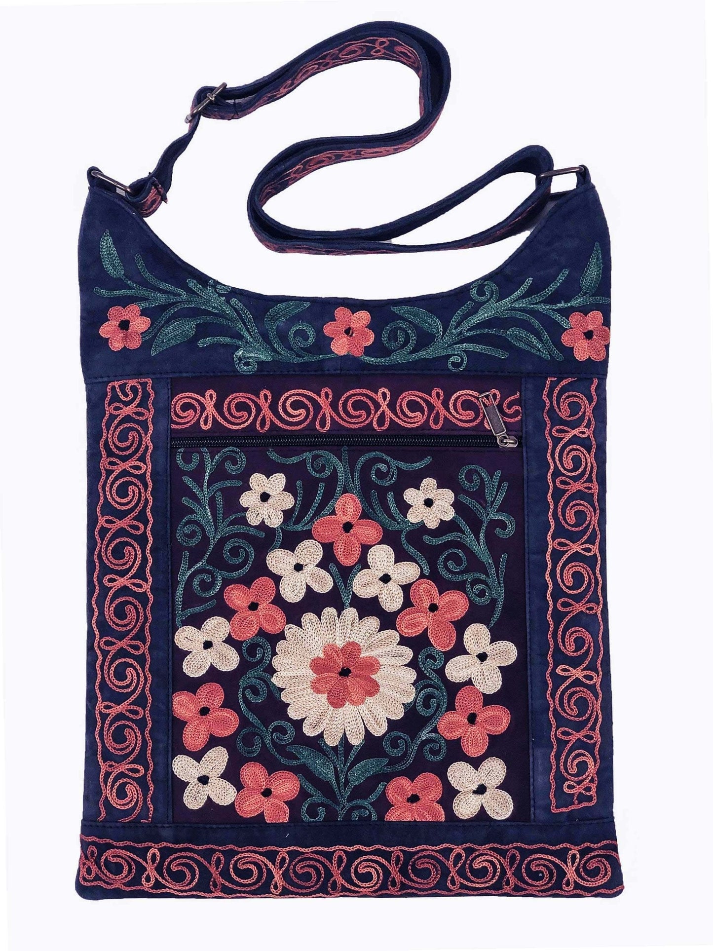 Handmade Green and Lemon Suede Embroidered Llama Bag-2