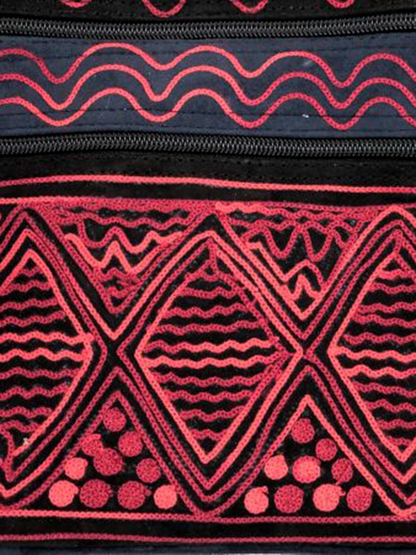 Handmade Black and Red Suede Cross Body Bag-4