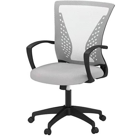 Gray Modern Mid-Back Ergonomic Mesh Office Desk Chair with Armrest on Wheels-2