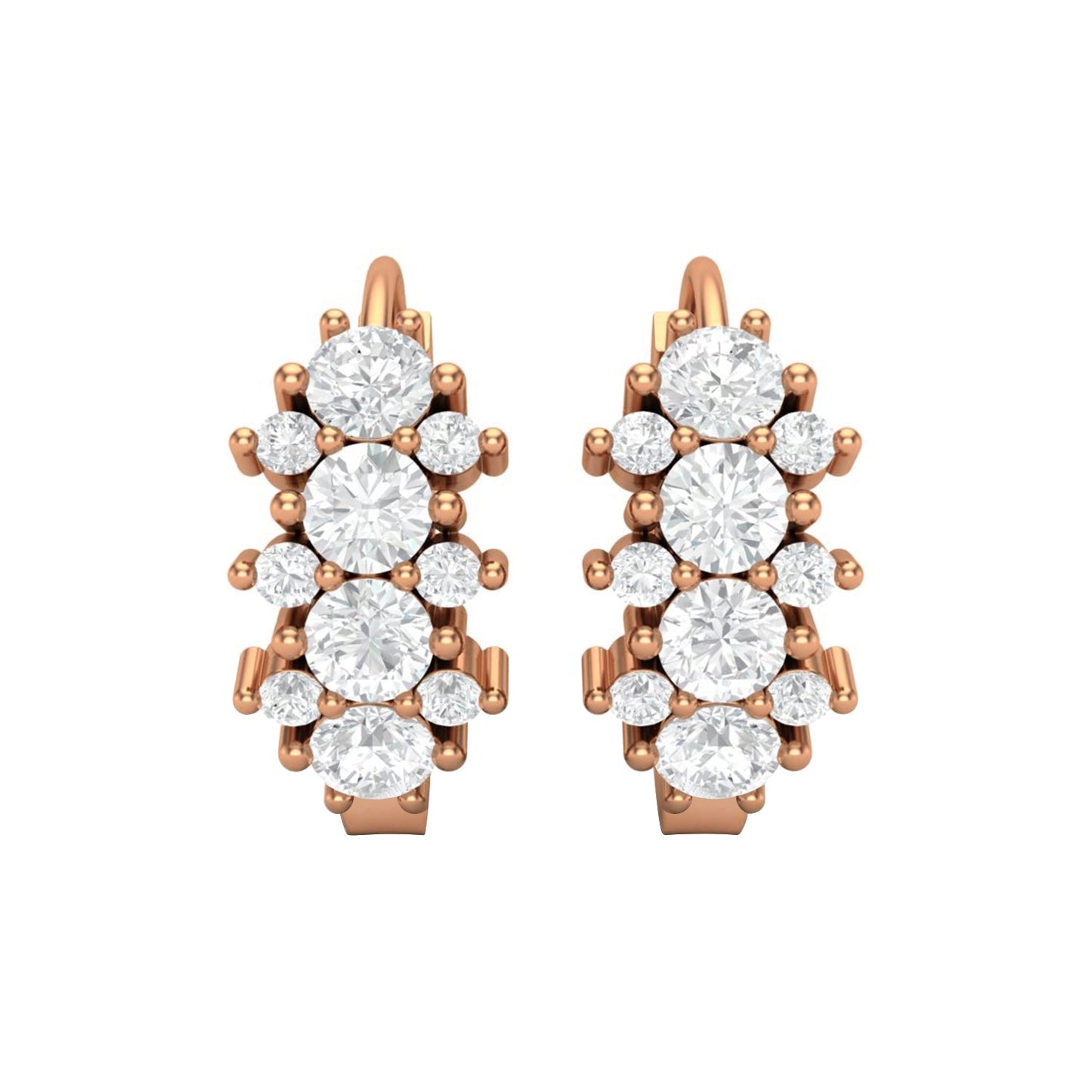 Double Row Moissanite Huggie Hoop Earring – 14k Yellow Gold-4