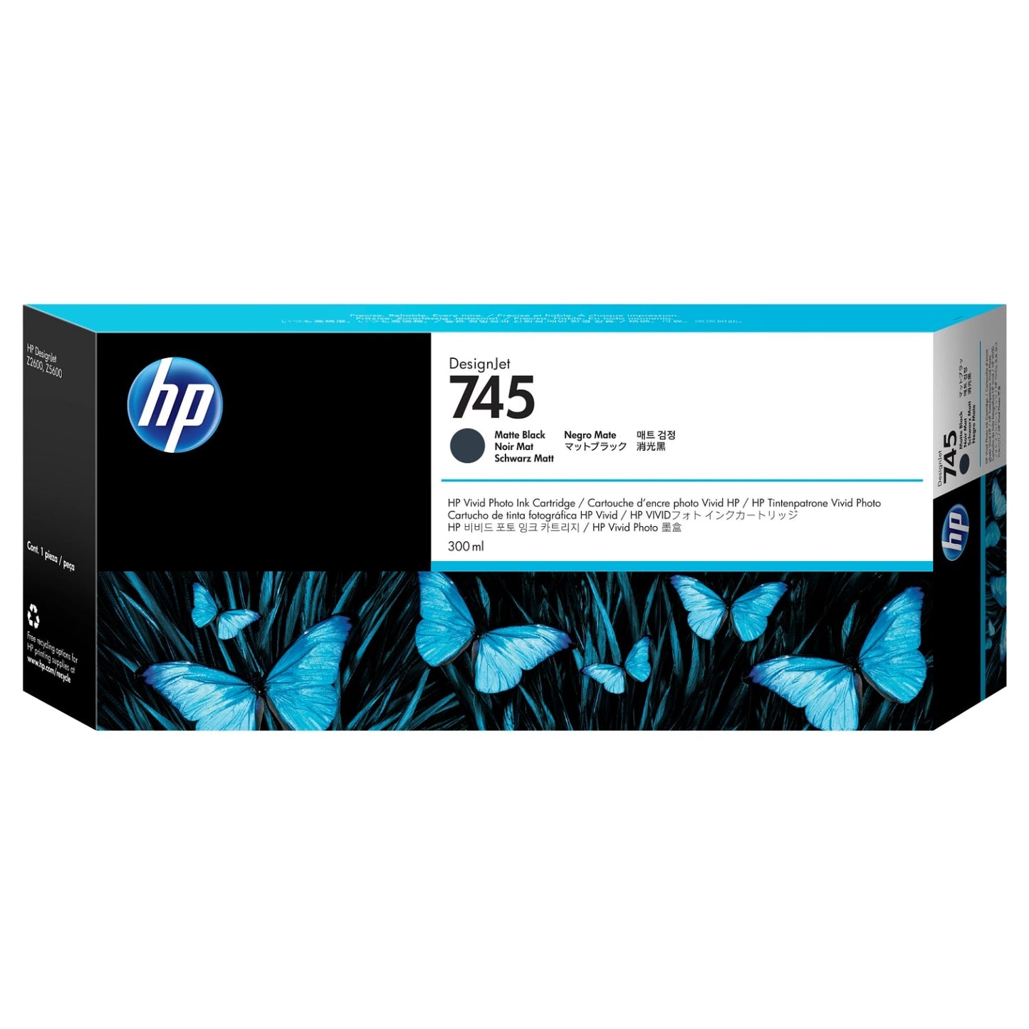 HP 745 300-ml DesignJet (F9K05A) Matte Black Ink Cartridge-0