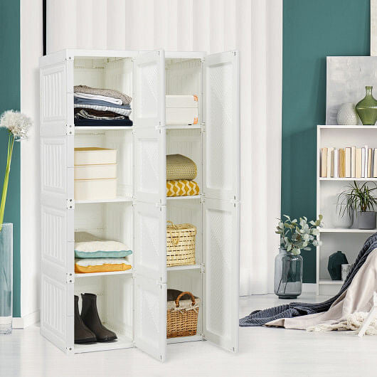 Foldable Armoire Wardrobe Closet with 8 Cubby Storage-1
