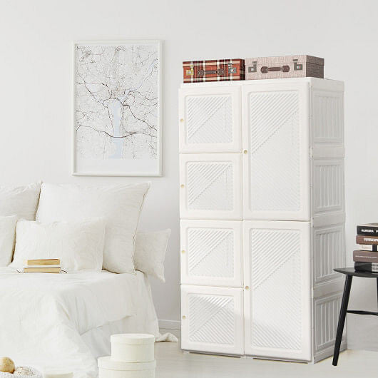 Foldable Armoire Wardrobe Closet with 8 Cubby Storage-3