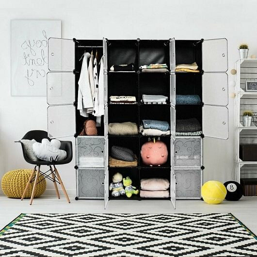 20-Cube DIY Plastic Cube Storage Organizer with Doors-2