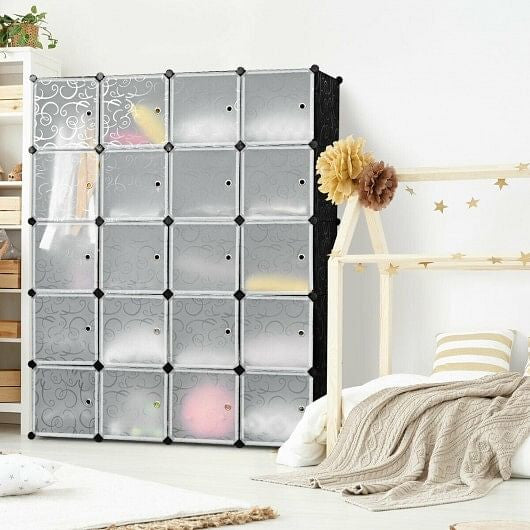 20-Cube DIY Plastic Cube Storage Organizer with Doors-4