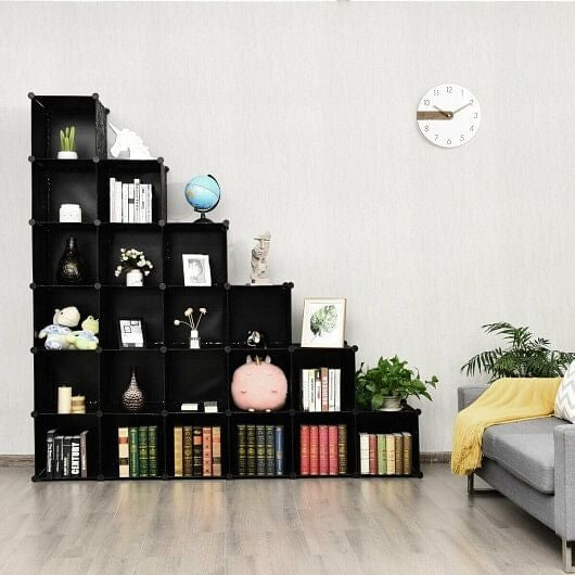 20-Cube DIY Plastic Cube Storage Organizer with Doors-5