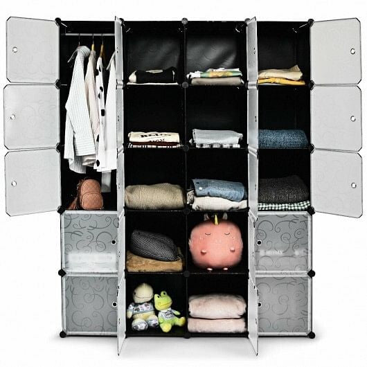 20-Cube DIY Plastic Cube Storage Organizer with Doors-3