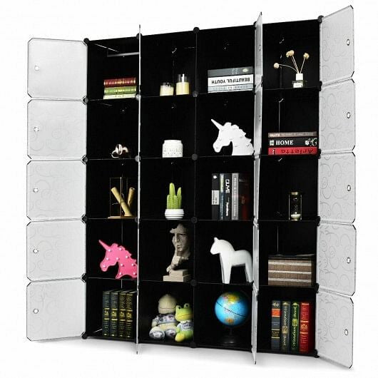 20-Cube DIY Plastic Cube Storage Organizer with Doors-1