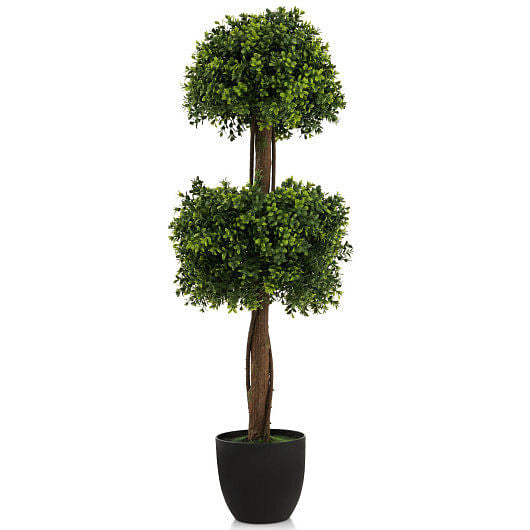 40 Inch Artificial Boxwood Topiary Ball Tree for Front Porch Patio Home-Green-0