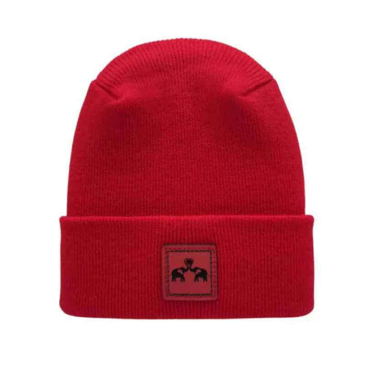 Love-Inspired H-Stitch Beanie – Scarlet Red Elelove Elephants-0