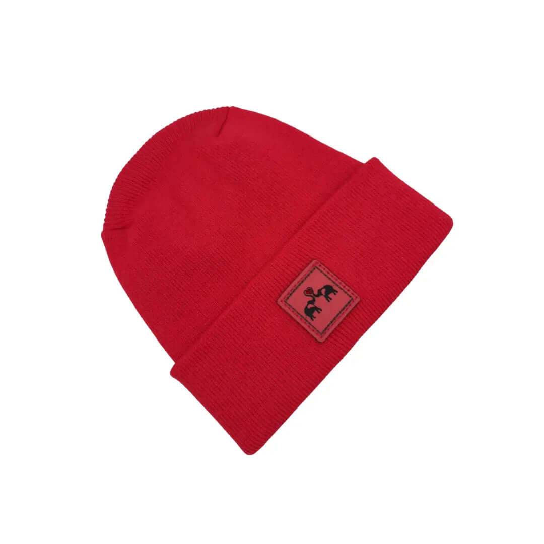 Love-Inspired H-Stitch Beanie – Scarlet Red Elelove Elephants-2