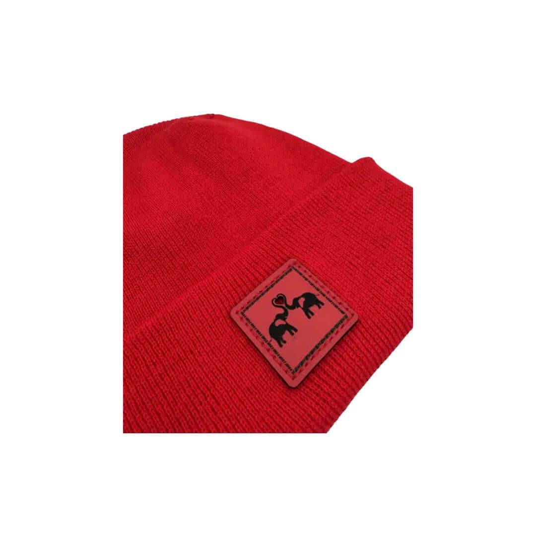 Love-Inspired H-Stitch Beanie – Scarlet Red Elelove Elephants-3