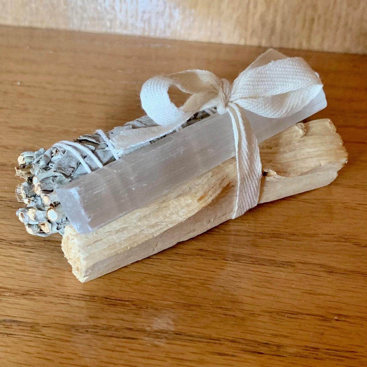 Harmony Smudge Bundle: White Sage, Palo Santo & Selenite-2