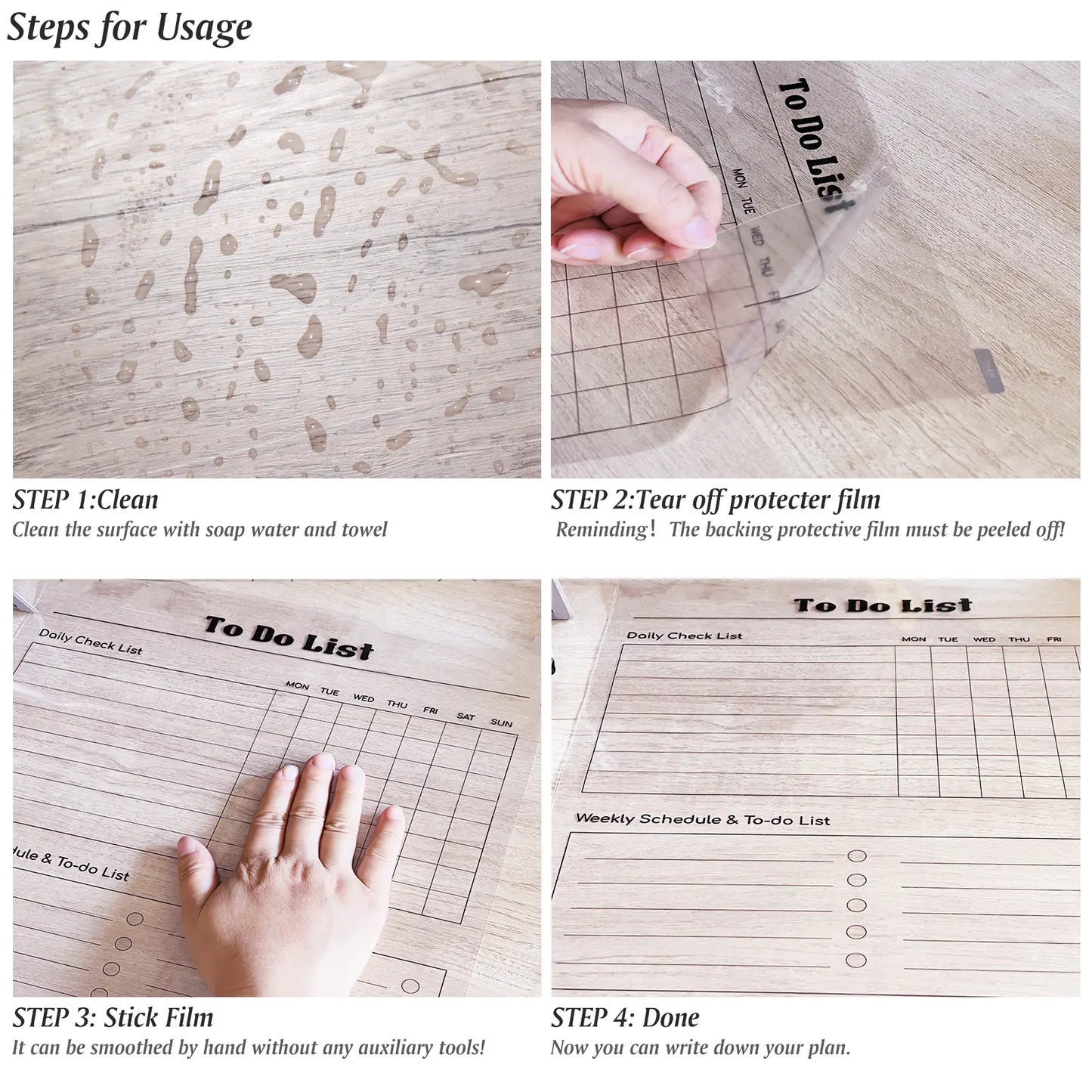 Transparent Erasable Planner Set with Magnetic Tape (3 pcs)