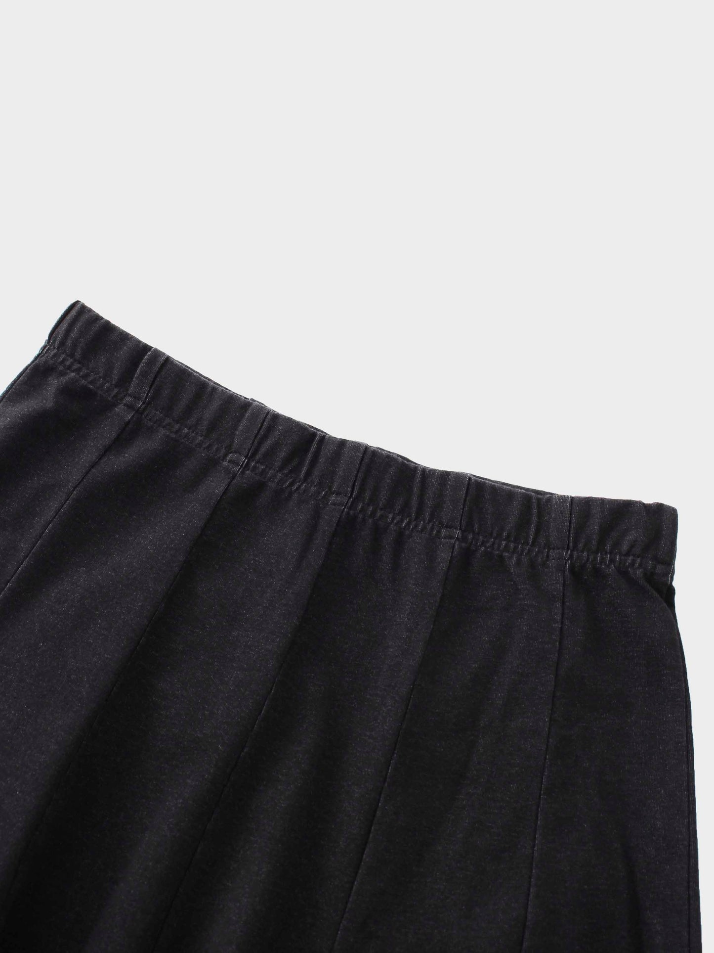 Paneled Flare Skirt 25"-Solid Black-3