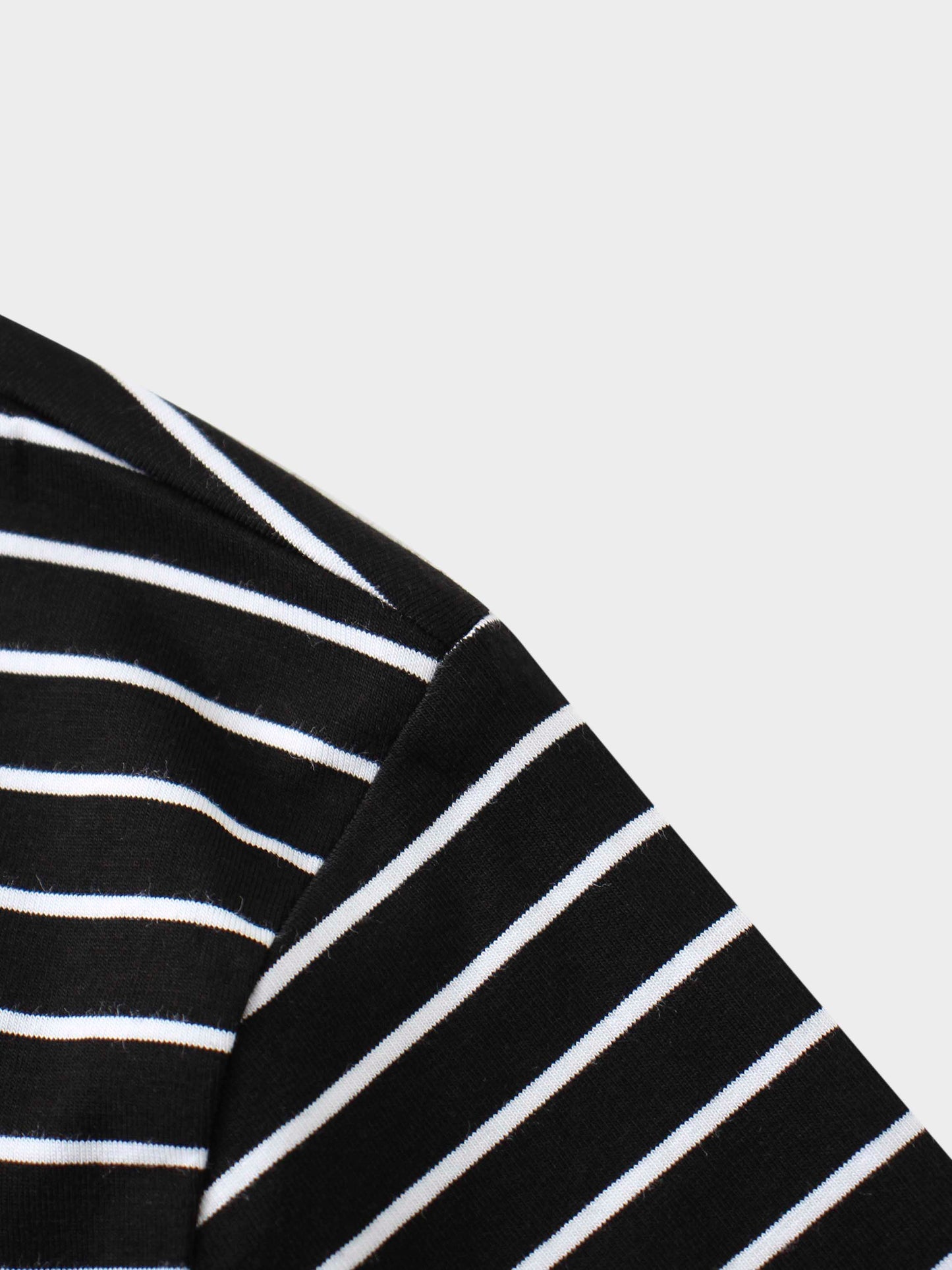 Flat Striped High V Long Sleeve-Black/White-3