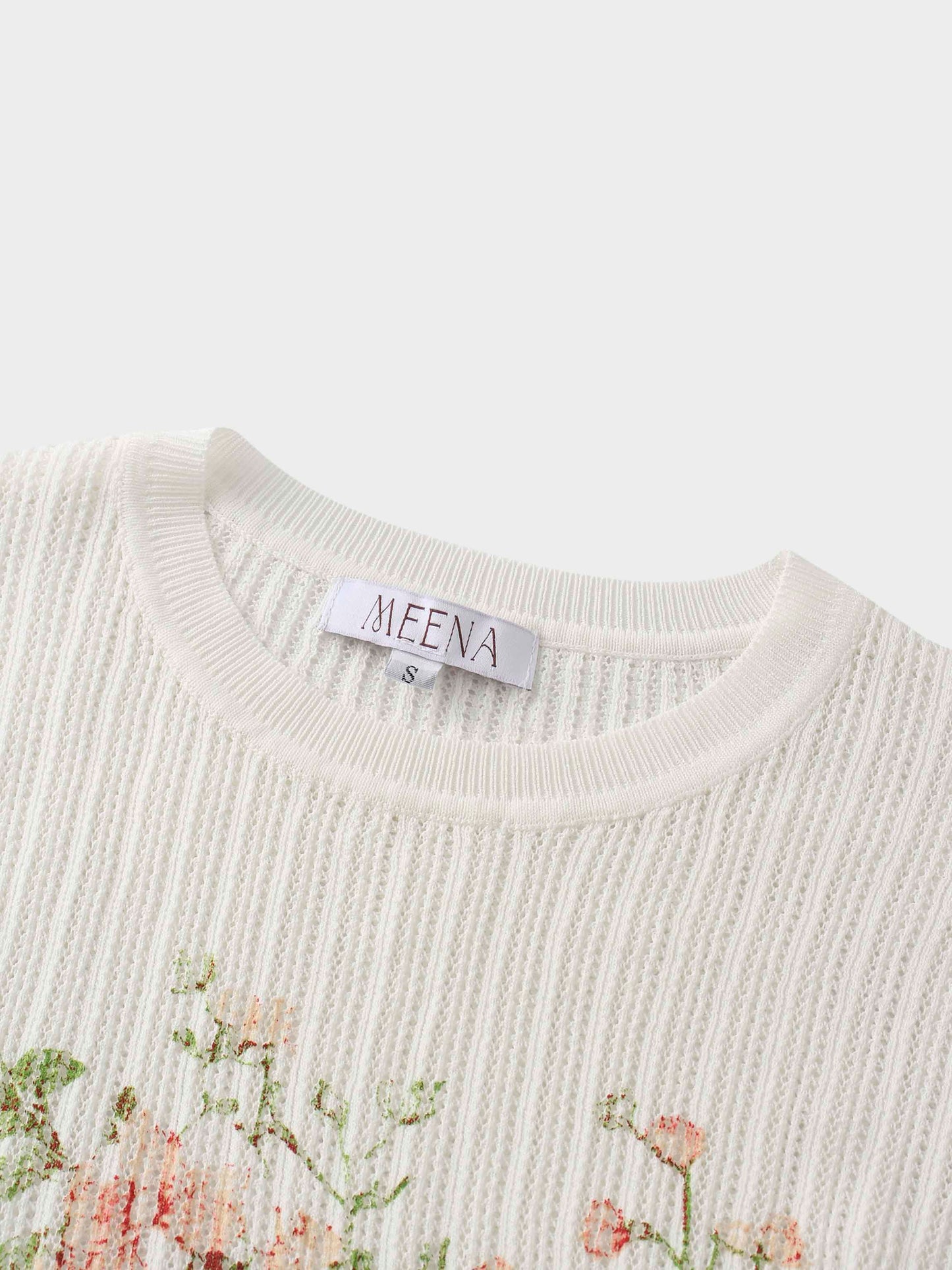 Printed Pointelle Sweater-White-3