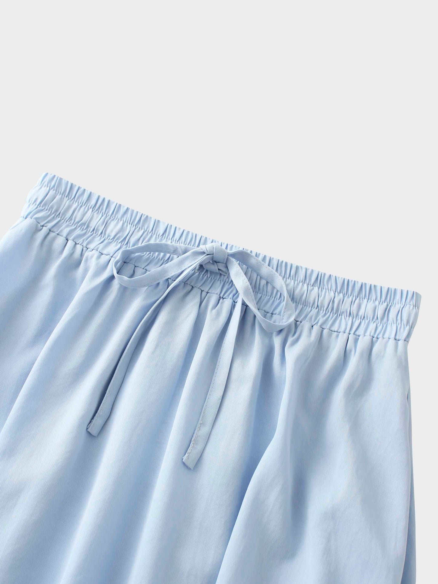 Drawstring Circle Skirt-Light Blue-4