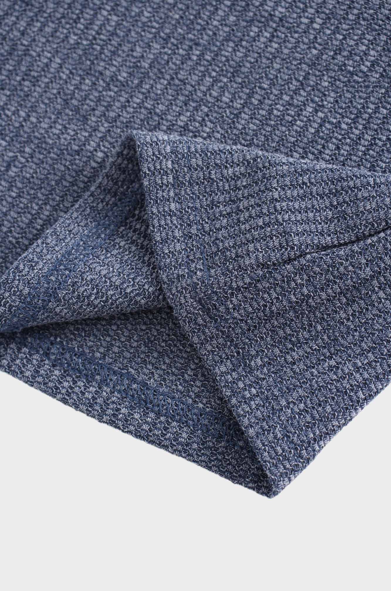 Textured Stretch Turtleneck-Blue-4