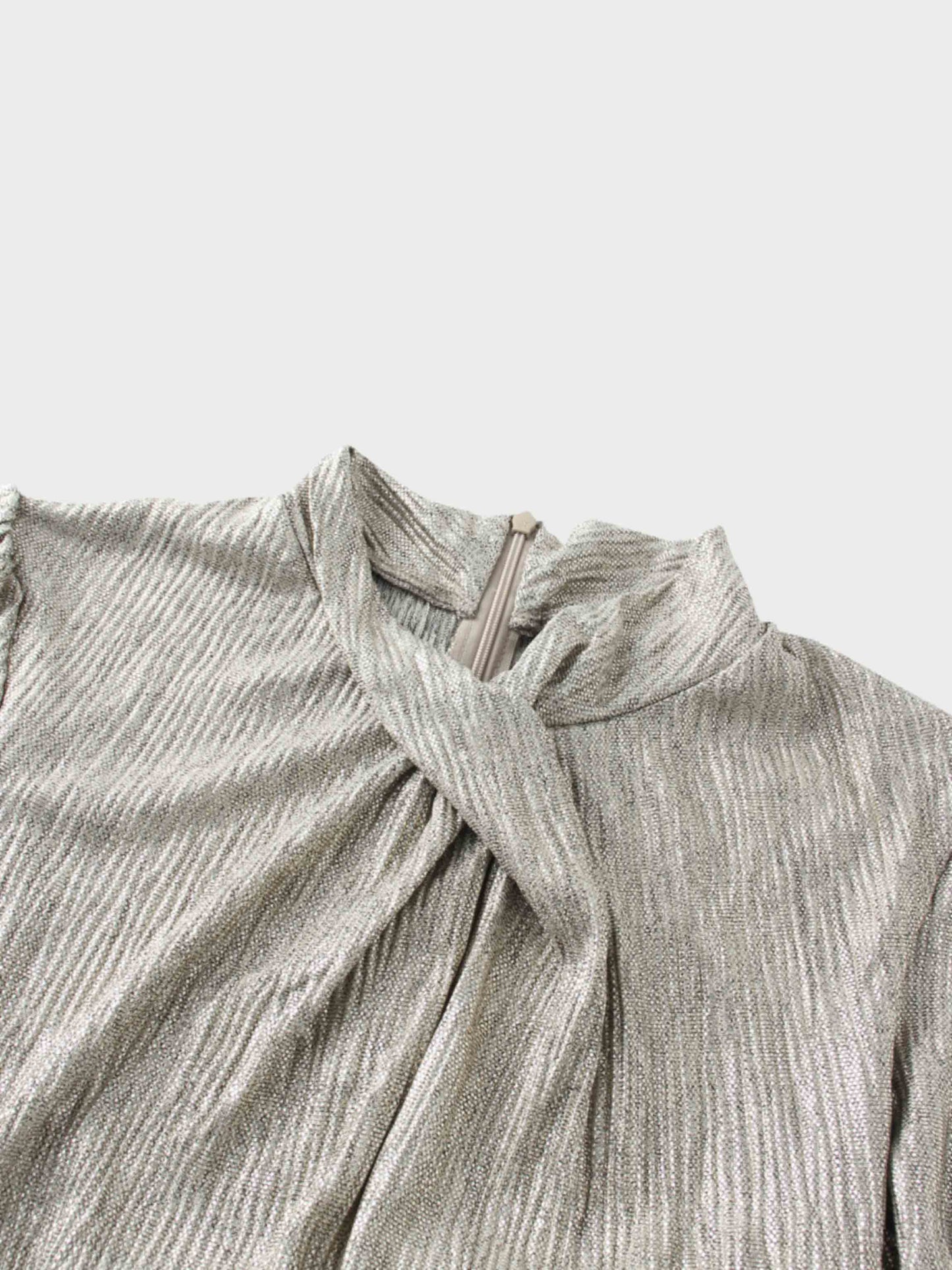 Shimmer Front Knot Pleat Dress 50"-Gold-3