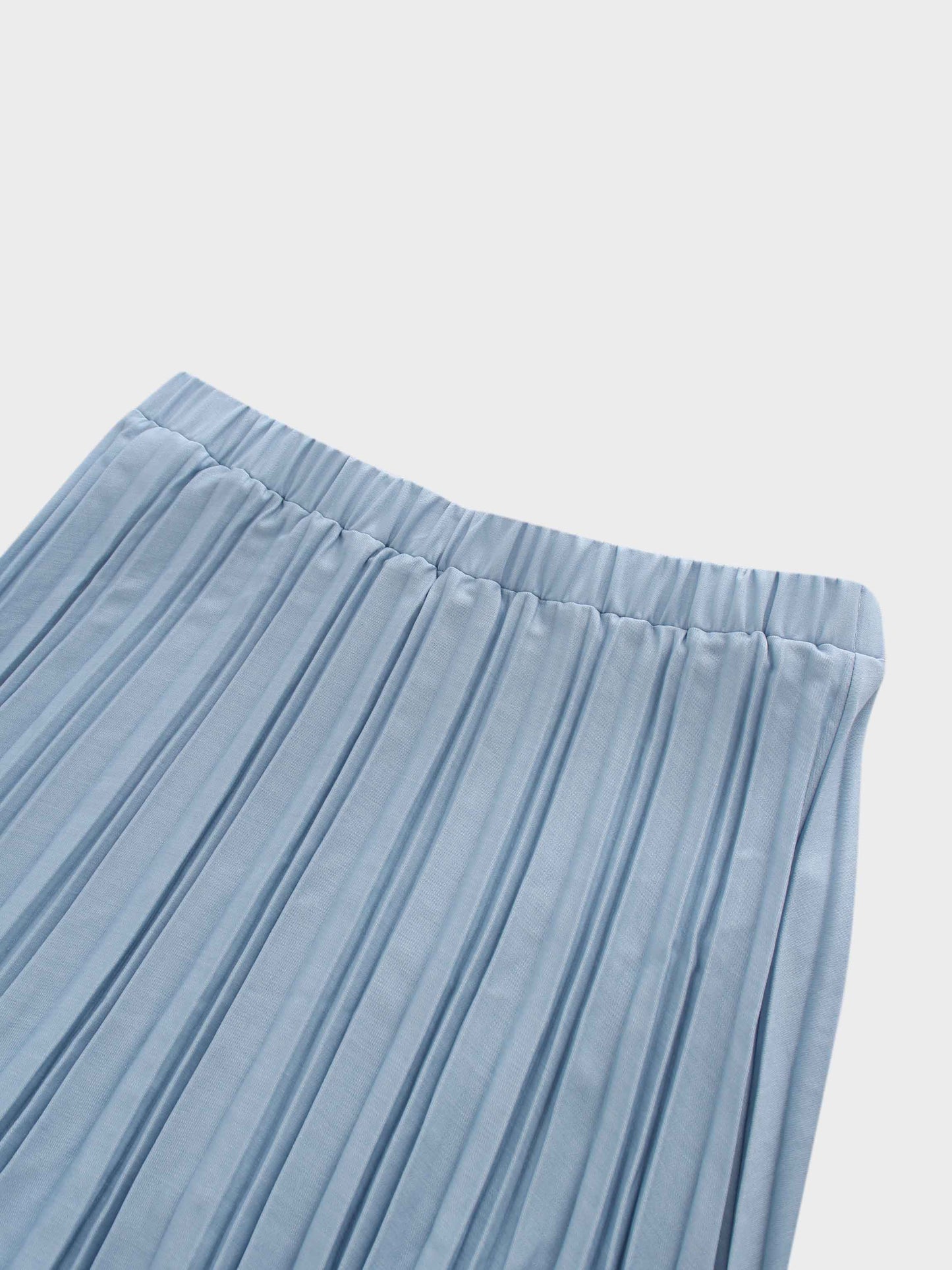 Denim Pleated Skirt-Light Blue-2