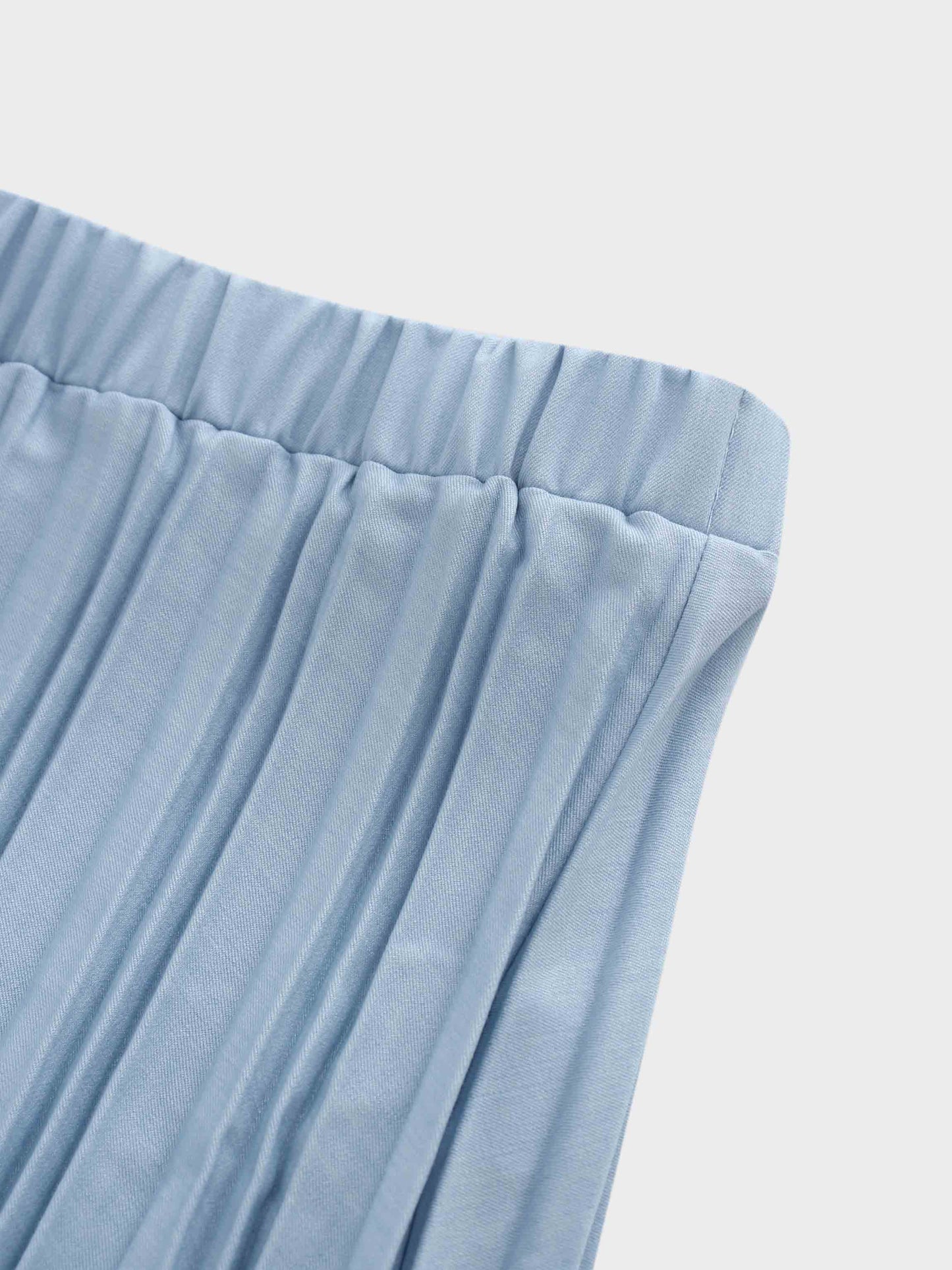 Denim Pleated Skirt-Light Blue-3