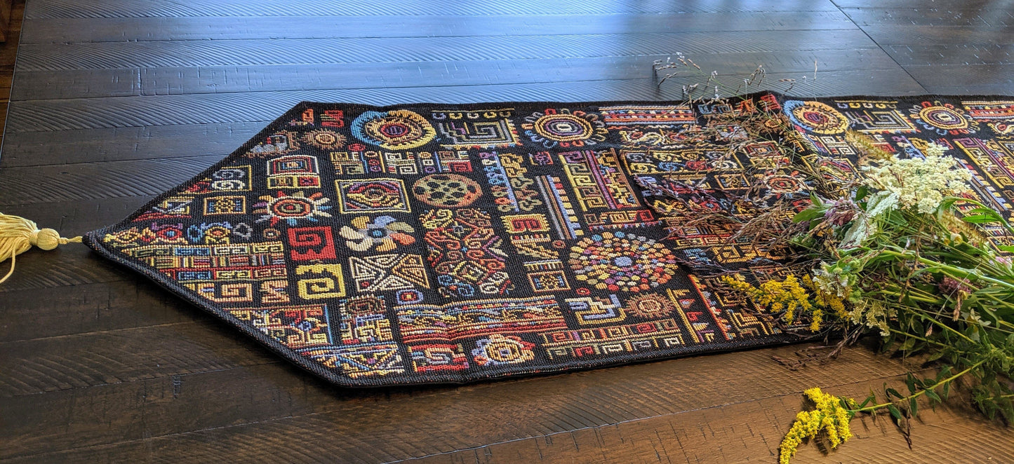 DaDa Bedding Ethnic Ornaments Geometric Black Elegant Woven Tapestry Dining Table Runner (18118)-4