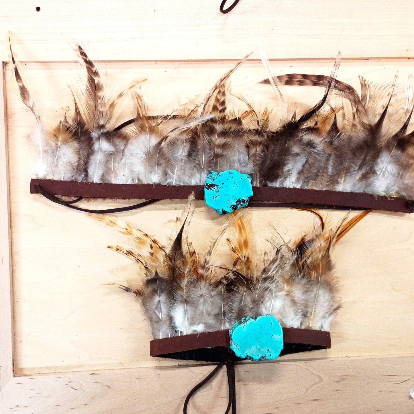 Boho Western Boot Wrap Cuff w/ Feathers & Turquoise 500f-6